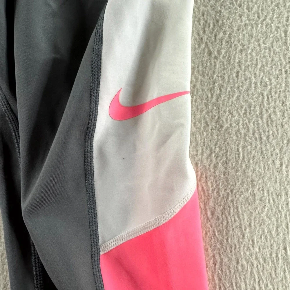 Nike‎ Leggings Girls XL Grey Pink New Dri-FIT Colorblock Tight Fit Activewear